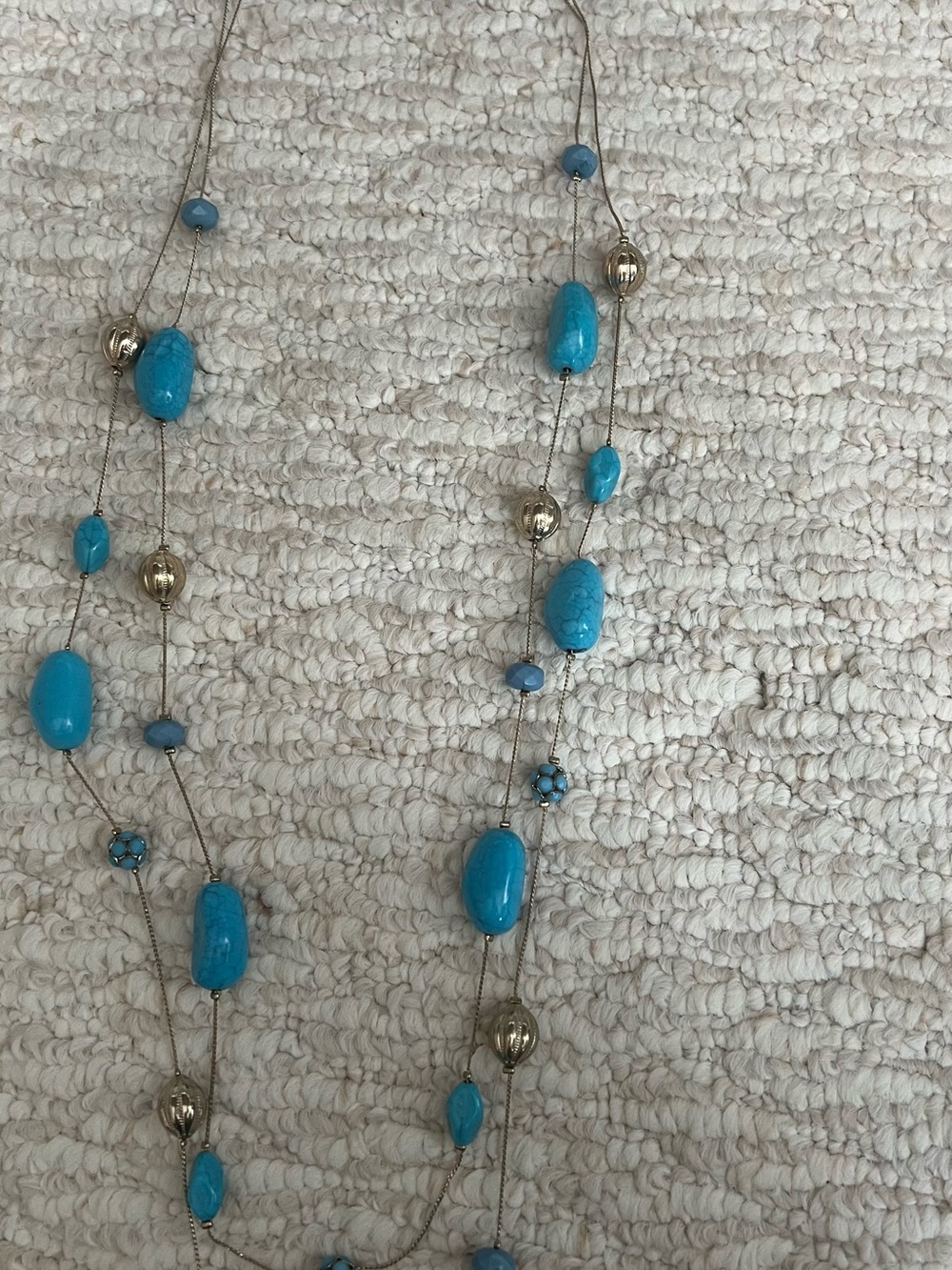 NY Turquoise Bead Long Necklace - Women Jewelry